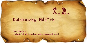 Kubinszky Márk névjegykártya